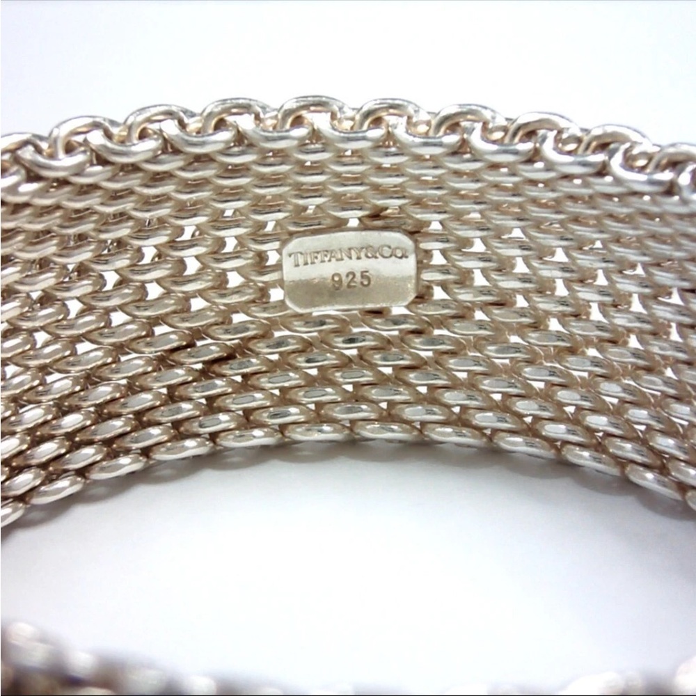 Authentic Tiffany & Co .925 Silver Somerset Mesh Bracelet Velvet Gift Box 59.5g - Picture 4 of 9